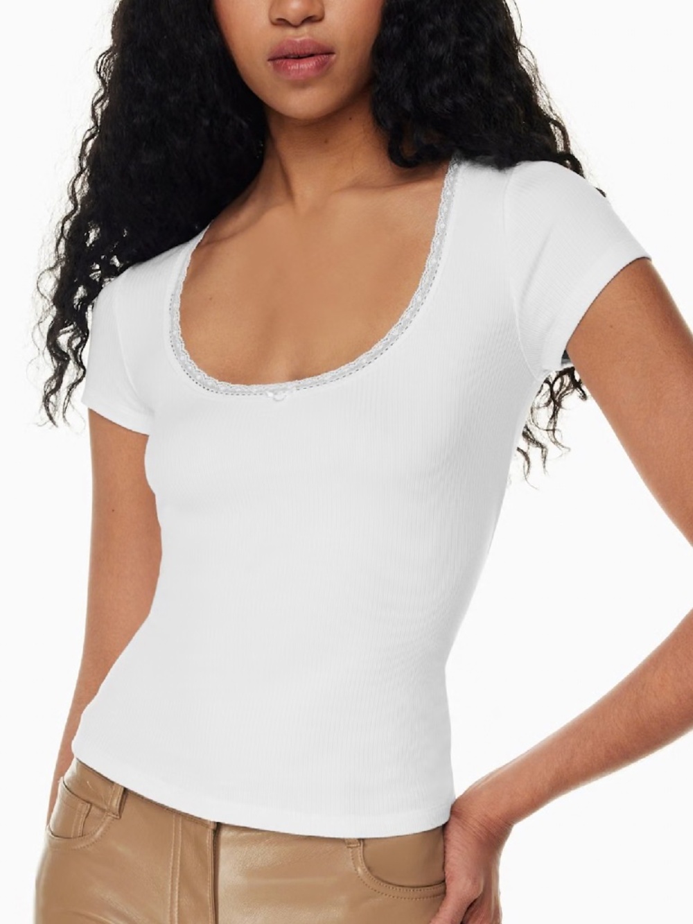 Aritzia Wilfred Aqua T-Shirt in White XXS